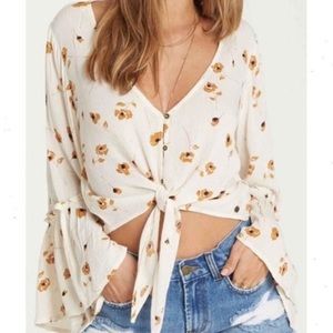 Billabong Floral Bell Trumpet Sleeve Tie-front Blouse| Fall Festival “Lust Wild”